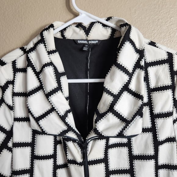 Samuel Dong Womens Geometric Mix Media Short Patchwork Jacket-Size XS - Picture 10 of 11